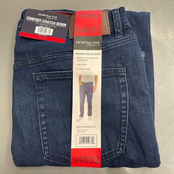 NEW Jachs New York Men's 34X32 Comfort Stretch Denim Jeans Dark Blue - Picture 1 of 6